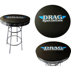 Round Pub Table Black, Blue, White, Chrome Plated