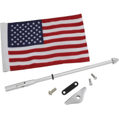 Folding Flag Pole With Us Flag Silver