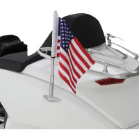 Folding Flag Pole With Us Flag Silver