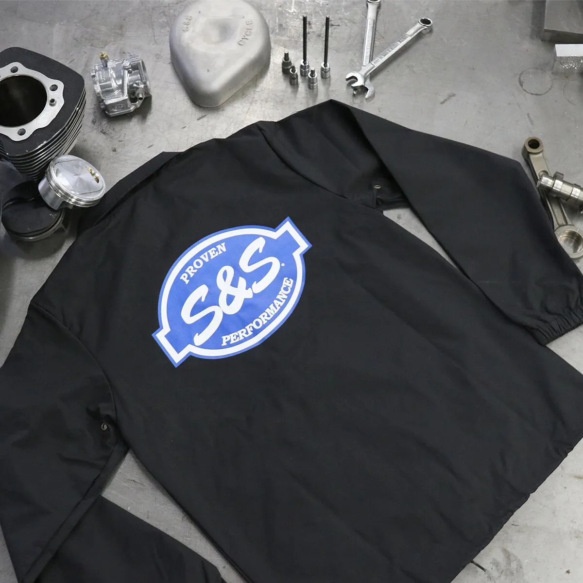 S&s Button Down Windbreaker Jacket Black