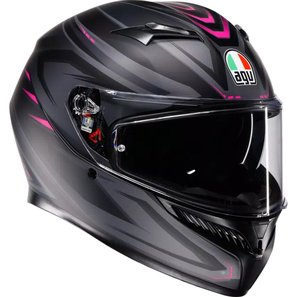 K3 SYTH MATT BLACK/PINK - MOTORBIKE FULL FACE HELMET E2206