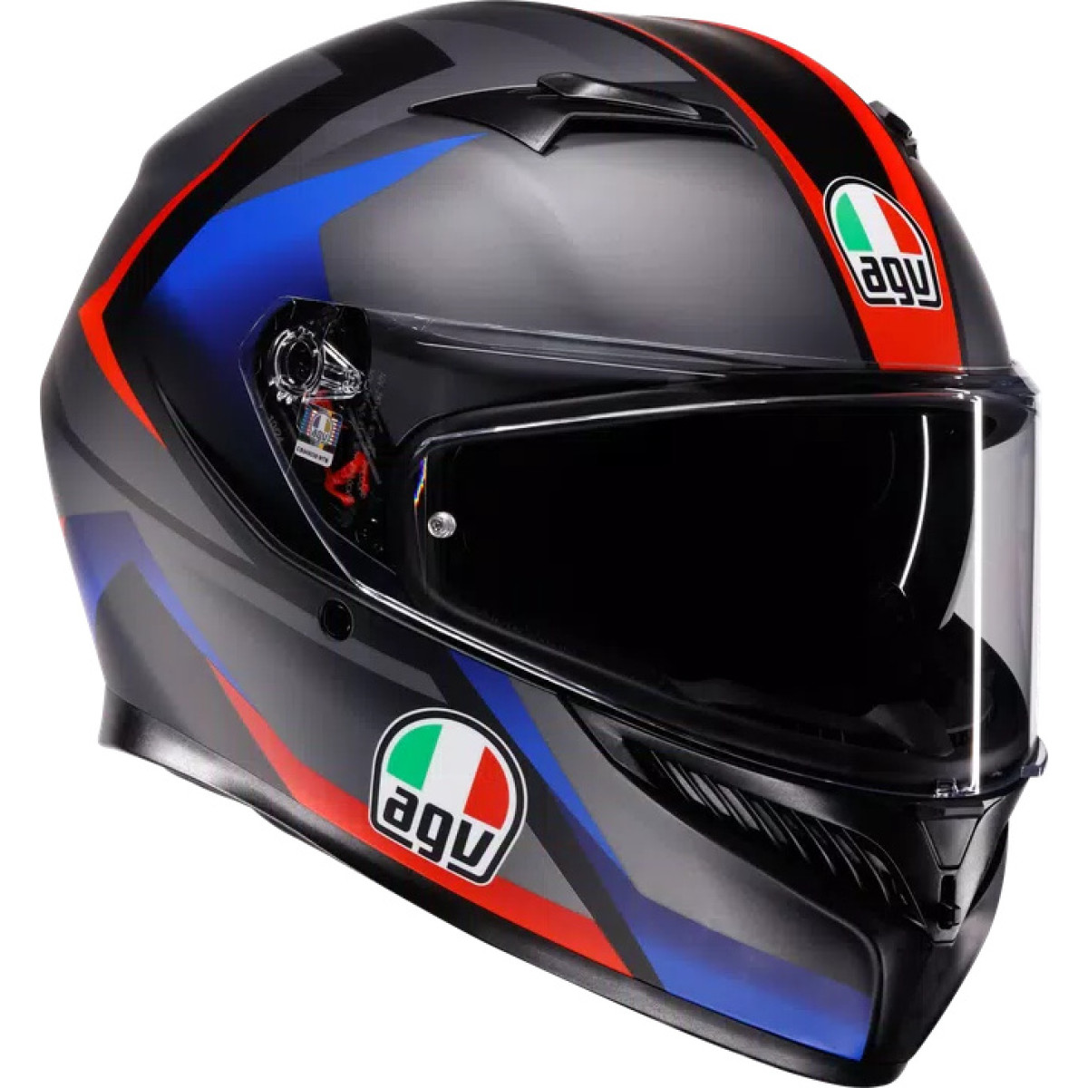 K3 STRIGA MATT BLACK/BLUE/RED - MOTORBIKE FULL FACE HELMET E2206