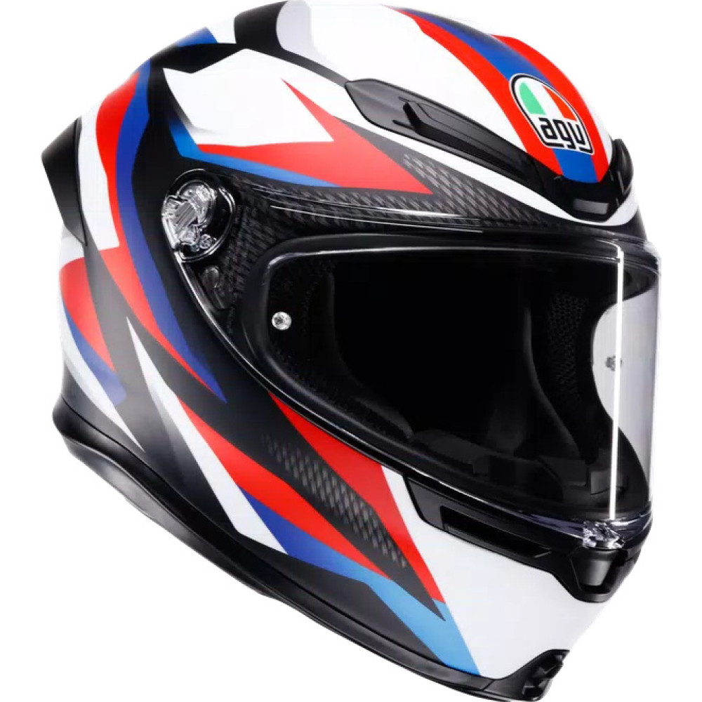 K6 S TIMEWARP MATT BLACK/RED/BLUE - MOTORBIKE FULL FACE HELMET E2206