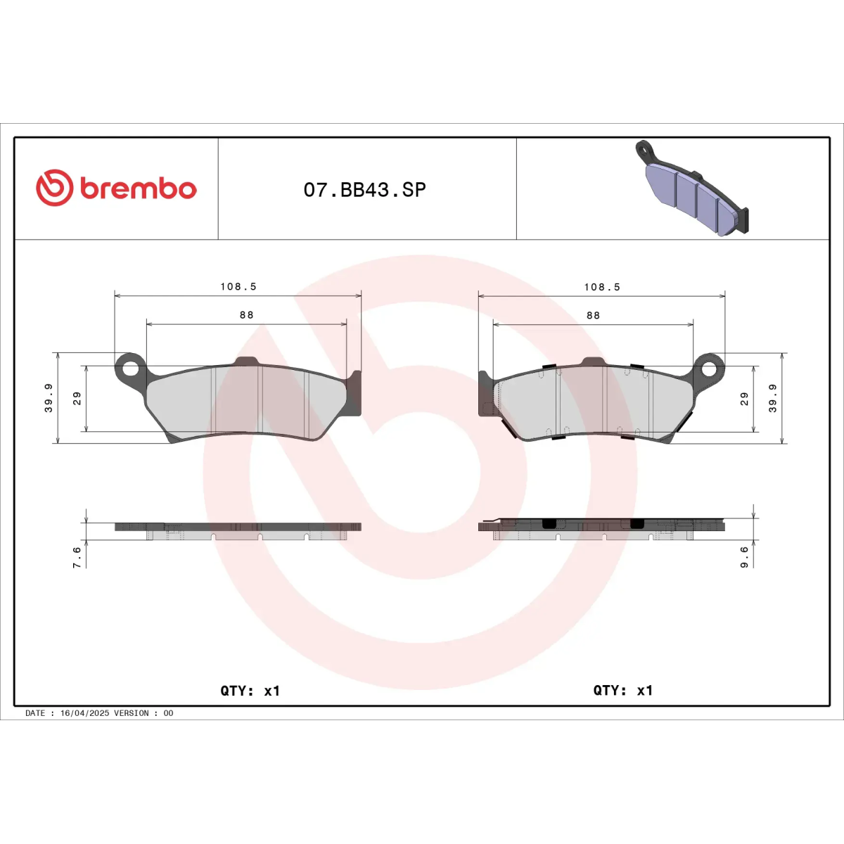 Brake Pad Sinter Sp Prime Line