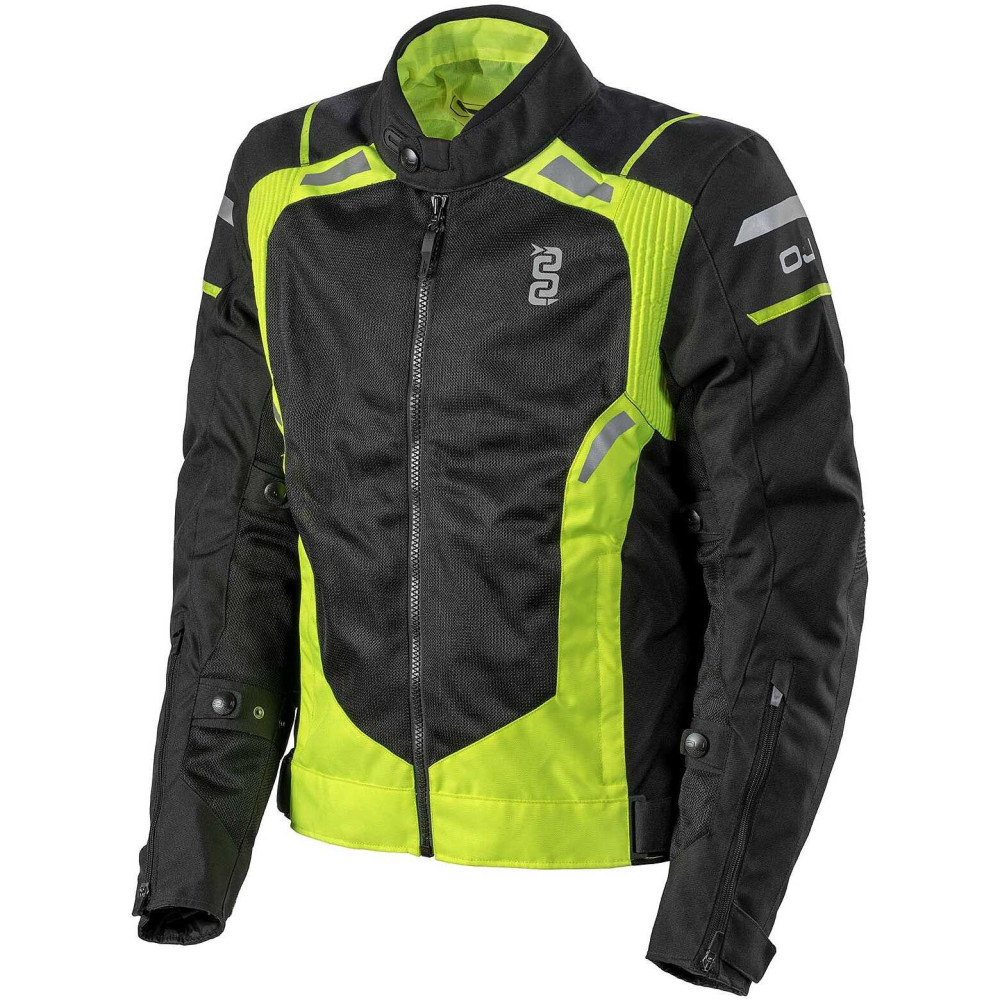 Geaca moto de primavara/ vară/ toamna barbati OJ J221 Tropical Man Negru/Galben Fluo - Textil
