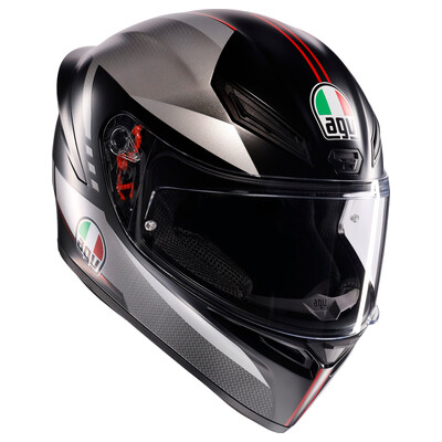 K1 S Lap Matt Black/grey/red - Motorbike Full Face Helmet E2206